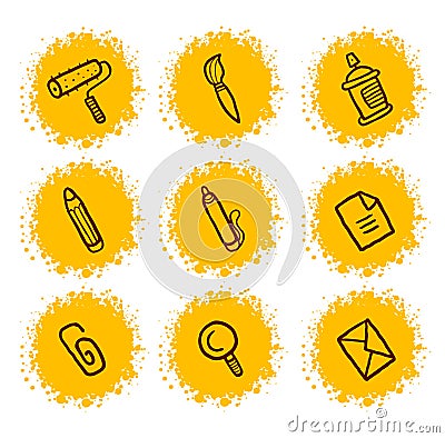 Stationery icons set Vector Illustration