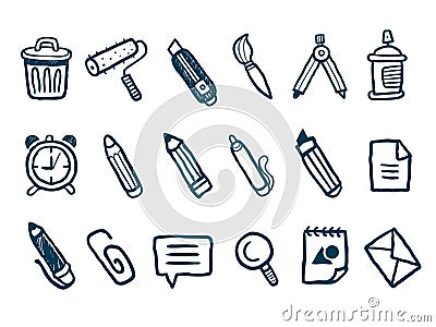 Stationery icons set Vector Illustration