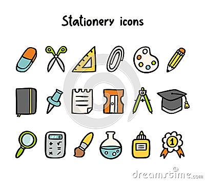Stationery icons Vector Illustration