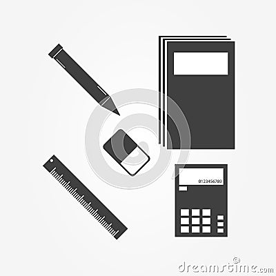 Stationery Icons for working on white background. Stock Photo