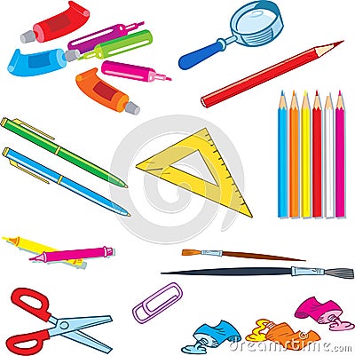 Stationery items Vector Illustration