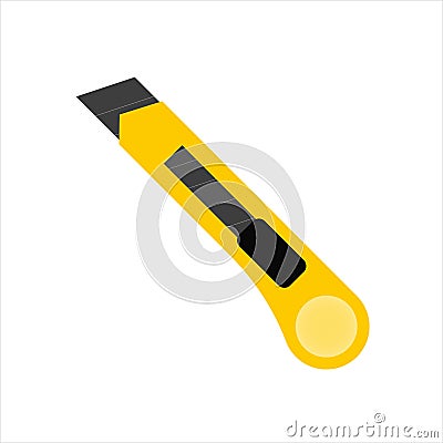 Stationery knife Icon. Knife icon. Knife Stationery Icon Vector. Stationery paper knife flat. Penknife Icon Apps. Stainless steel Stock Photo