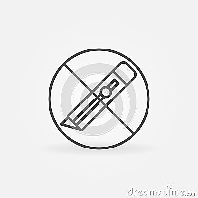 Stationery Knife is Prohibited line vector icon or symbol Vector Illustration