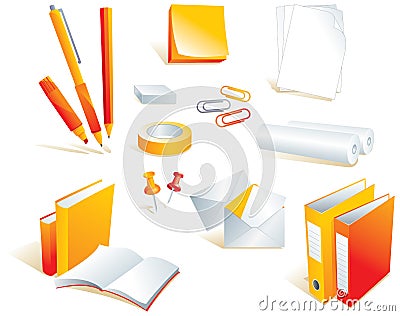 Stationery, office supply items Vector Illustration