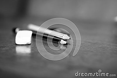 Stationery pencil and eraser Stock Photo