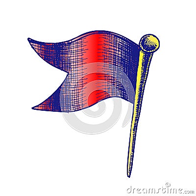 Color Stationery Pushpin Clinch In Wave Flag Form Vector Vector Illustration