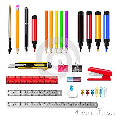 Stationery Realistic Set Vector Illustration