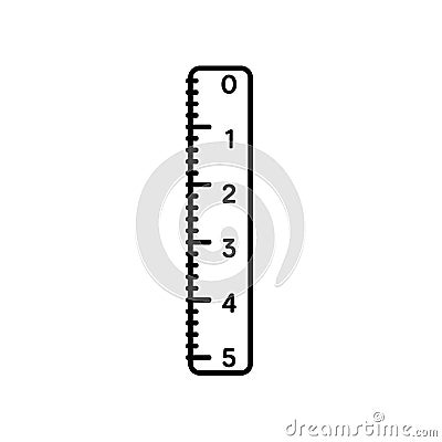 Stationery ruler, isolated illustration in flat style with black outline Vector Illustration