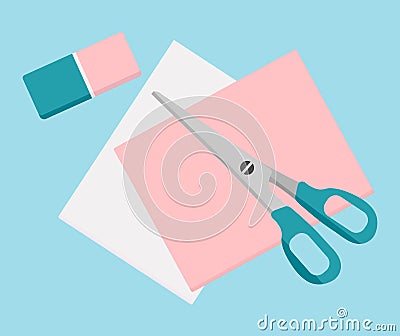 Stationery School Education Scissors Cut crafts Vector Illustration