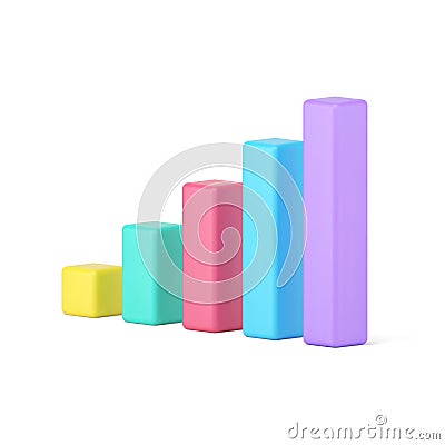 Statistic chart bars 3d icon. Volumetric colored columns for informational presentation Vector Illustration