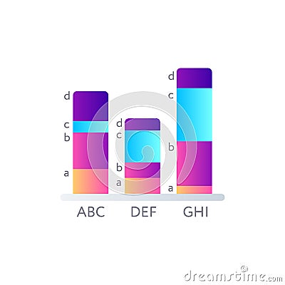 Statistic colorful diagram isolated on white Vector Illustration