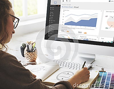 Statistic Histogram Information Marketing Report Concept Stock Photo