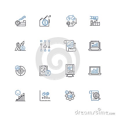 Statistic interpretation line icons collection. Analysis, Data, Insight, Analytics, Trends, Graphics, Inference vector Vector Illustration