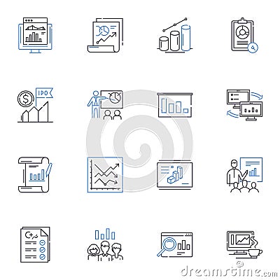 Statistical Analysis line icons collection. Probability, Data, Analysis, Sampling, Normality, Regression, Variance Vector Illustration