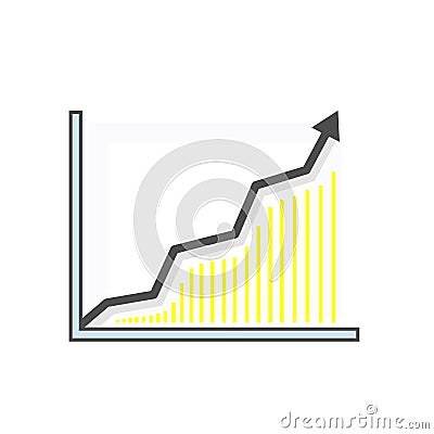 Statistical chart. The arrow rises and points upwards. Modern linear icon. Stock Photo