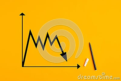 Statistical financial graph predicting an economic financial decline or crisis Stock Photo