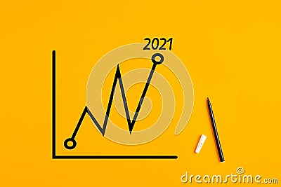 Statistical financial graph predicting an economic growth in 2021 Stock Photo