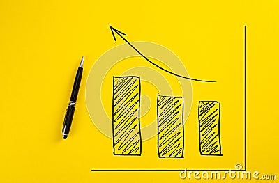 Statistical hand drawn financial graph predicting an economic financial growth or improvement Stock Photo