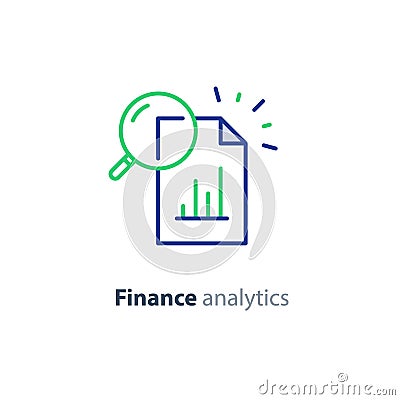 Statistics and analytics concept, business performance report, marketing research services Vector Illustration