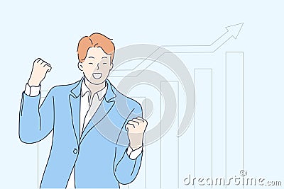 Statistics,business, success, goal, achievement, celebration concept Vector Illustration