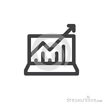 Statistics charts line icon, outline vector sign, linear style pictogram isolated on white Vector Illustration