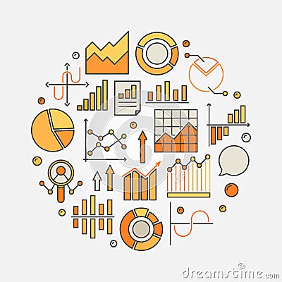 Statistics and data analysis colorful illustration Vector Illustration