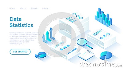 Statistics, document analysis, data collection. Research and information processing. Stacks of documents with graphs, charts. Vector Illustration