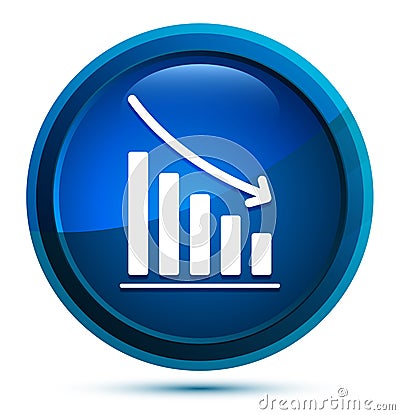 Statistics down icon elegant blue round button illustration Vector Illustration