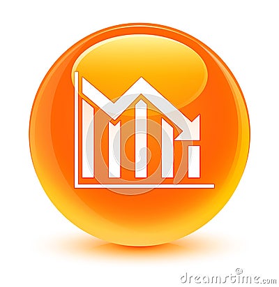 Statistics down icon glassy orange round button Cartoon Illustration