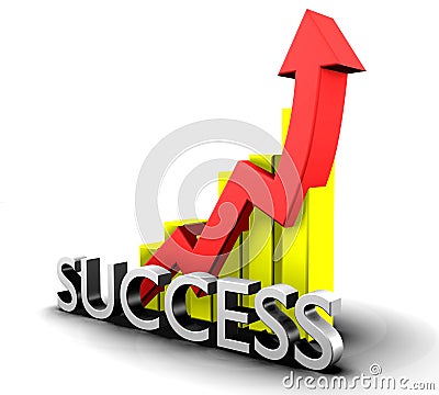 Statistics graphic with success word Stock Photo