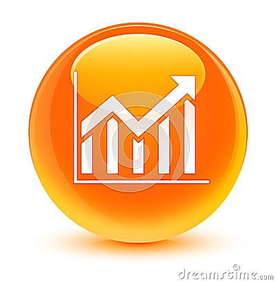 Statistics icon glassy orange round button Cartoon Illustration