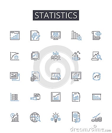 Statistics line icons collection. Probability Theory, Numerical Data, Quantitative Analysis, Metric System, Financial Vector Illustration