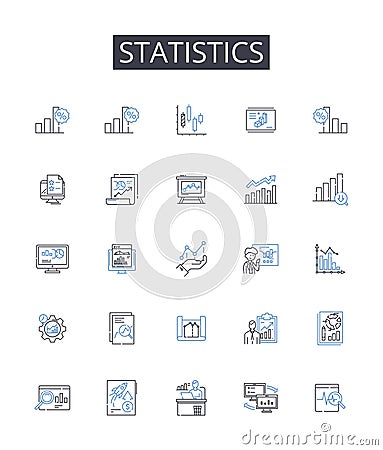 Statistics line icons collection. Probability Theory, Numerical Data, Quantitative Analysis, Metric System, Financial Vector Illustration