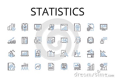 Statistics line icons collection. Probability Theory, Numerical Data, Quantitative Analysis, Metric System, Financial Vector Illustration