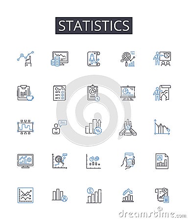 Statistics line icons collection. Technicians, Specialists, Engineers, Experts, Analysts, Programmers, Designers vector Vector Illustration