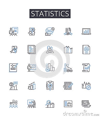 Statistics line icons collection. Probability Theory, Numerical Data, Quantitative Analysis, Metric System, Financial Vector Illustration