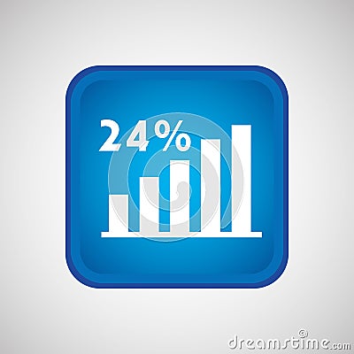 statistics in square button isolated icon design Cartoon Illustration