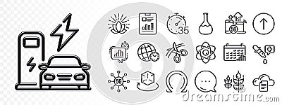 Statistics timer, Calendar graph and Augmented reality line icons for web app. Pictogram icon Vector Vector Illustration