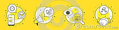 Statistics timer, Cloud storage and Time icons set. Throw hats sign. Growth chart, Computer, Clock. Vector Vector Illustration