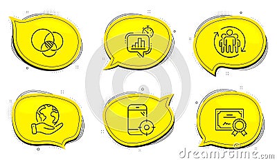 Statistics timer, Teamwork and Euler diagram icons set. Seo phone sign. Vector Vector Illustration