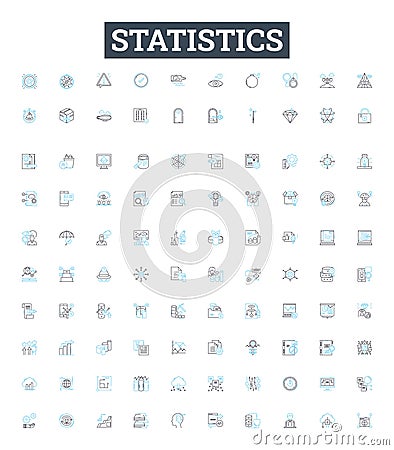 Statistics vector line icons set. Statistic, Analytics, Data, Variables, Probability, Distribution, Regression Vector Illustration