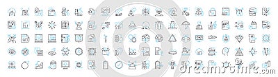 Statistics vector line icons set. Statistic, Analytics, Data, Variables, Probability, Distribution, Regression Vector Illustration