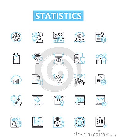 Statistics vector line icons set. Statistic, Analytics, Data, Variables, Probability, Distribution, Regression Vector Illustration