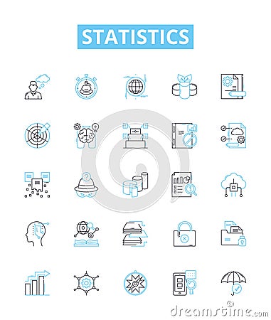 Statistics vector line icons set. Statistic, Analytics, Data, Variables, Probability, Distribution, Regression Vector Illustration