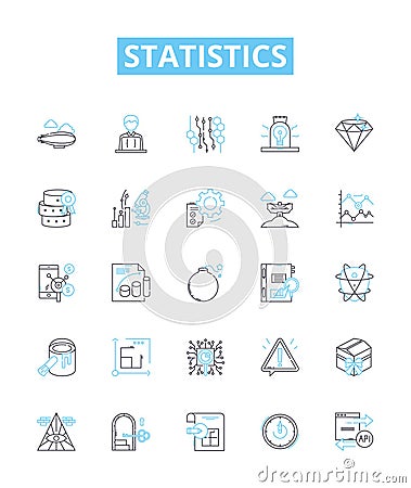 Statistics vector line icons set. Statistic, Analytics, Data, Variables, Probability, Distribution, Regression Vector Illustration