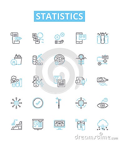 Statistics vector line icons set. Statistic, Analytics, Data, Variables, Probability, Distribution, Regression Vector Illustration