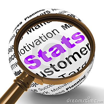 Stats Magnifier Definition Shows Business Reports And Figures Stock Photo