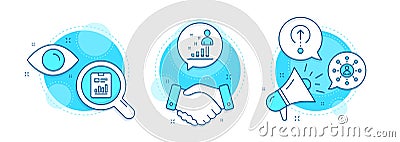 Stats, Networking and Report document icons set. Swipe up sign. Vector Vector Illustration