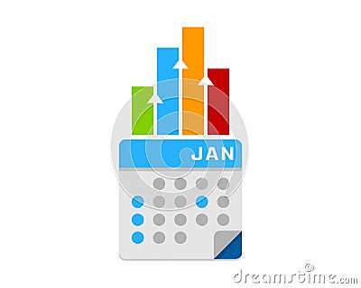 Stats Report Calendar Icon Logo Design Element Vector Illustration