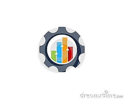 Stats Report Gear Icon Logo Design Element Vector Illustration